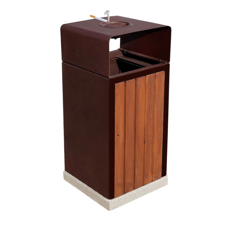 248.01 cestone SAMOS WOOD_CT_POS_CLS con posacenere, con basamento in cemento 248.01 cestone SAMOS WOOD_CT_POS_CLS con posacenere, con basamento in cemento - Cestini e Cestoni in metallo per Arredo Urbano